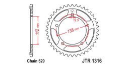 Oceľová rozeta pre sekundárne reťazy typu 520, JT (38 zubov)