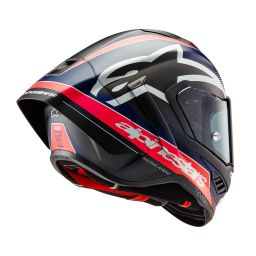 Prilba SUPERTECH R10 TEAM, ALPINESTARS (matný karbon/červená fluo/modrá/bílá) 2025