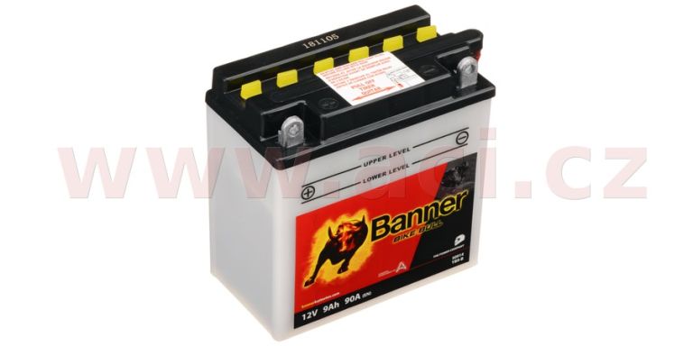 Baterie 12V, YB9-B, 9Ah, 90A, BANNER Bike Bull 135x75x139