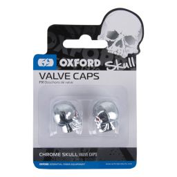 Kovové čiapočky ventilkov Skull, OXFORD (strieborná, pár)