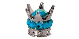 Kovové čiapočky ventilkov Crown, OXFORD (stříbrná/modrá, pár)