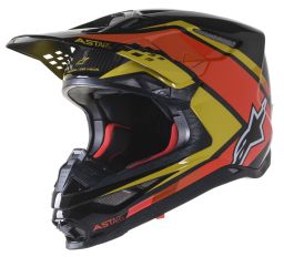 Prilba SUPERTECH S-M10 CARBON META2, ALPINESTARS (černá/žlutá/oranžová lesklá)