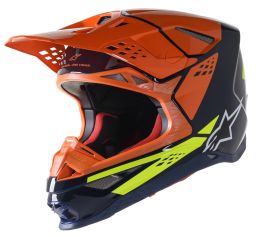 Prilba SUPERTECH S-M8 FACTORY, ALPINESTARS (tmavá modrá/oranžová/žlutá fluo lesklá)