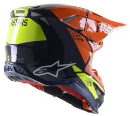 Prilba SUPERTECH S-M8 FACTORY, ALPINESTARS (tmavá modrá/oranžová/žlutá fluo lesklá)