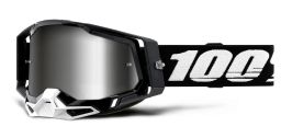 RACECRAFT 2, 100% okuliare čierne, zrkadlové strieborné plexi