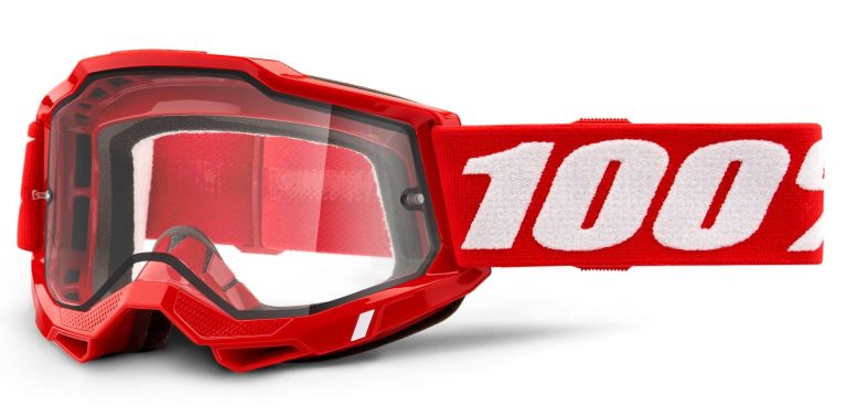 ACCURI 2, 100% Enduro Moto okuliare červené, číre Dual plexi