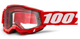 ACCURI 2, 100% Enduro Moto okuliare červené, číre Dual plexi