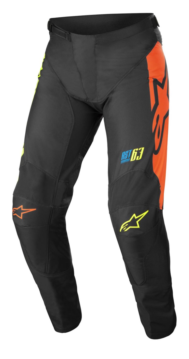 Nohavice RACER COMPASS, ALPINESTARS, detské (černá/žlutá fluo/korálová)