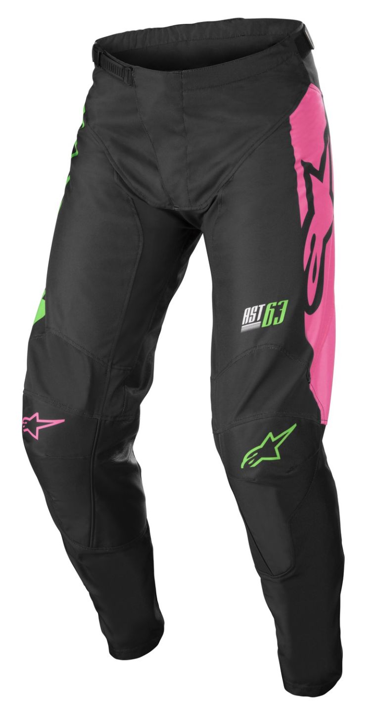 Nohavice RACER COMPASS, ALPINESTARS, detské (černá/zelená neon/růžová fluo)