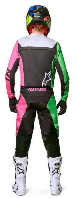 Nohavice RACER COMPASS, ALPINESTARS, detské (černá/zelená neon/růžová fluo)