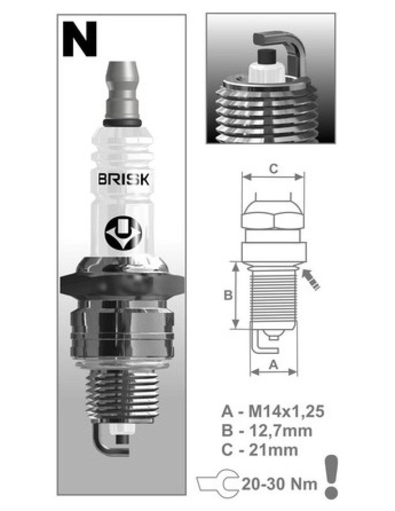 Zapaľovacie sviečka N14YC rad Super, BRISK - Česká Republika
