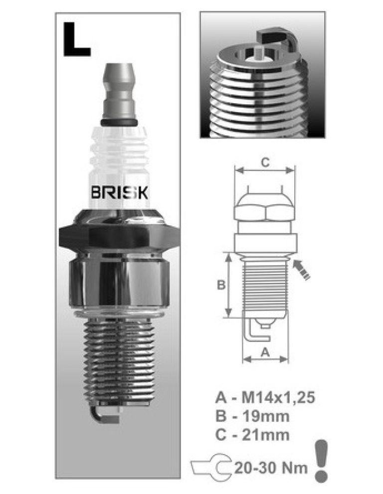 Zapaľovacie sviečka LR14S rad Silver , BRISK - Česká Republika