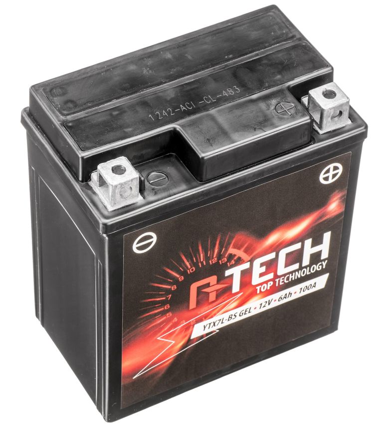 Batérie 12V, YTX7L-BS gél, 6Ah, 100A, bezúdržbová gél technológie 113x70x130, A-TECH (aktivovaná ve výrobe)