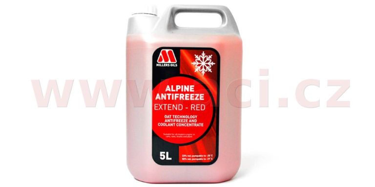 MILLERS OILS Alpine Antifreeze Extend - Red - nemrznúca kvapalina s predĺženú životnosťou s antikoróznymi účinky 5 l