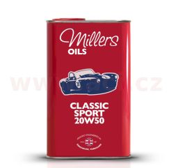 MILLERS OILS Classic Šport Pistoneeze 20W50, motorový polosyntetický, olej (v plechovém retro obalu) 1 l