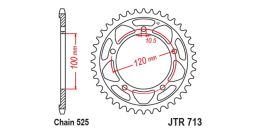 Oceľová rozeta pre sekundárne reťazy typu 525, JT (41 zubov)