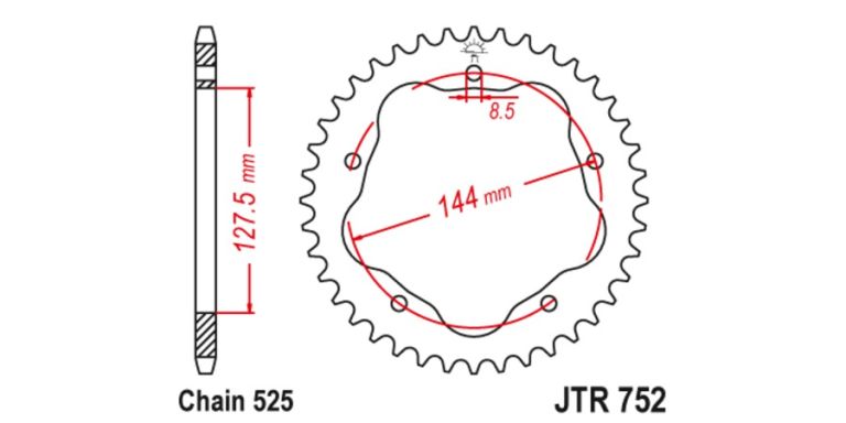 Oceľová rozeta pre sekundárne reťazy typu 525, JT (45 zubov)