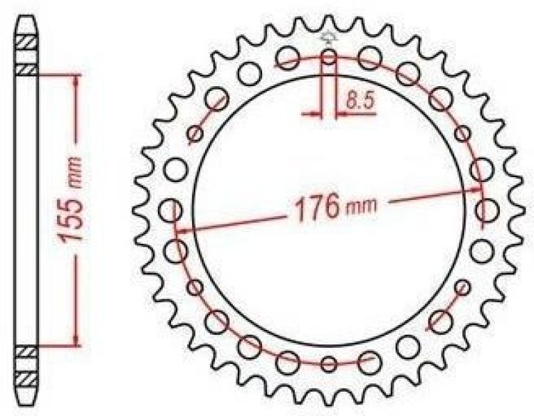 Oceľová rozeta pre sekundárne reťazy typu 530, JT - Anglicko (45 zubov)