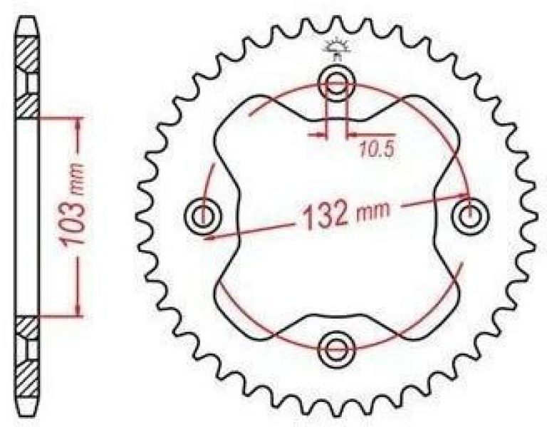 Duralová rozeta pre sekundárne reťazy typu 520, JT - Anglicko (38 zubov)