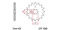 Reťazové koliesko pre sekundárne reťazy typu 420, JT (14 zubov)