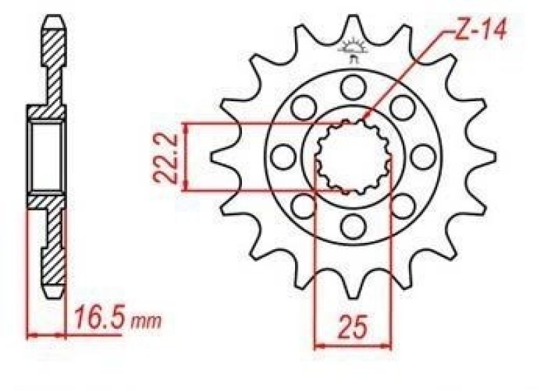 Reťazové koliesko pre sekundárne reťazy typu 520, JT - Anglicko (14 zubov)