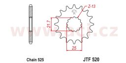 Reťazové koliesko s tlmiace gumovou vrstvou pre sekundárne reťazy typu 525, JT (16 zubov)