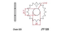 Reťazové koliesko s tlmiace gumovou vrstvou pre sekundárne reťazy typu 525, JT (17 zubov)