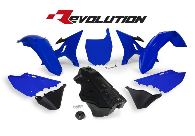 Sada plastov Yamaha - REVOLUTION KIT pre YZ 125/250 02-21, RTECH (modro-čierna, 7 dielov)