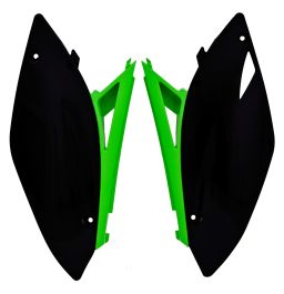 Bočné číslové tabuľky Kawasaki, RTECH (čierno-zelené, pár)