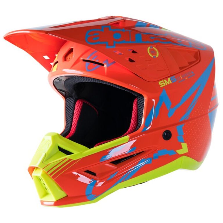 Prilba S-M5 ACTION, ALPINESTARS (oranžová/žlutá fluo/světle modrá)